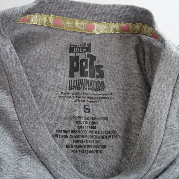 The Secret Life Of Pets Heather Gray Pocket T-Shirt Girls Size S Short Sleeve - Picture 5 of 6